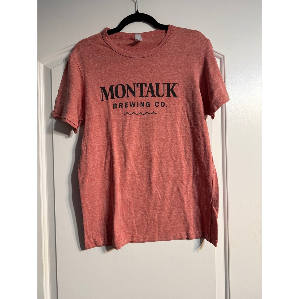 Alternative Apparel Montauk Brewing Co T-Shirt L Coral Graphic Tee Beer Hamptons